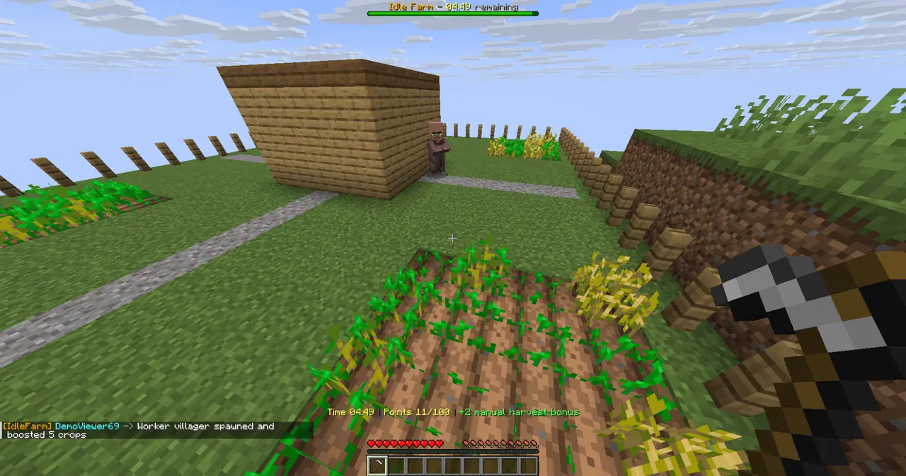 Idle Farm gameplay screenshot showing 1+ coins