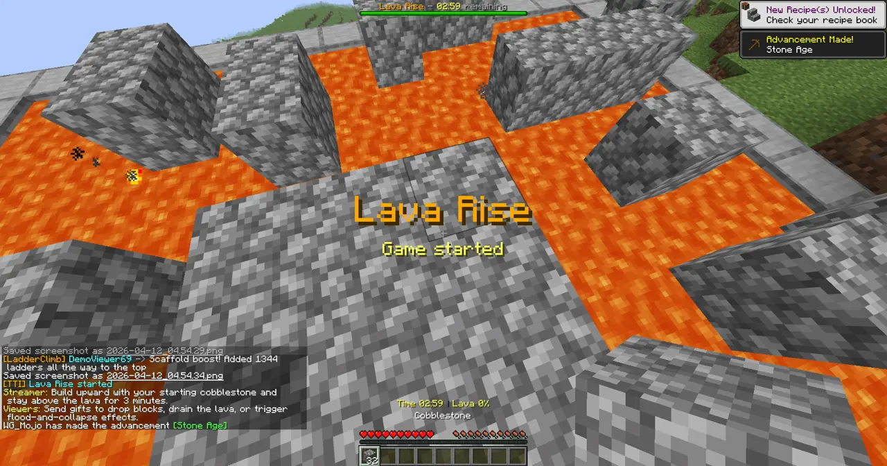 Lava Rise gameplay screenshot showing round start