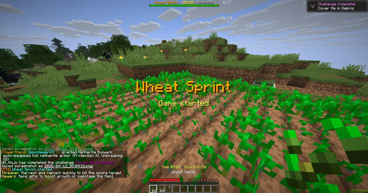 Wheat Sprint gameplay screenshot showing round start