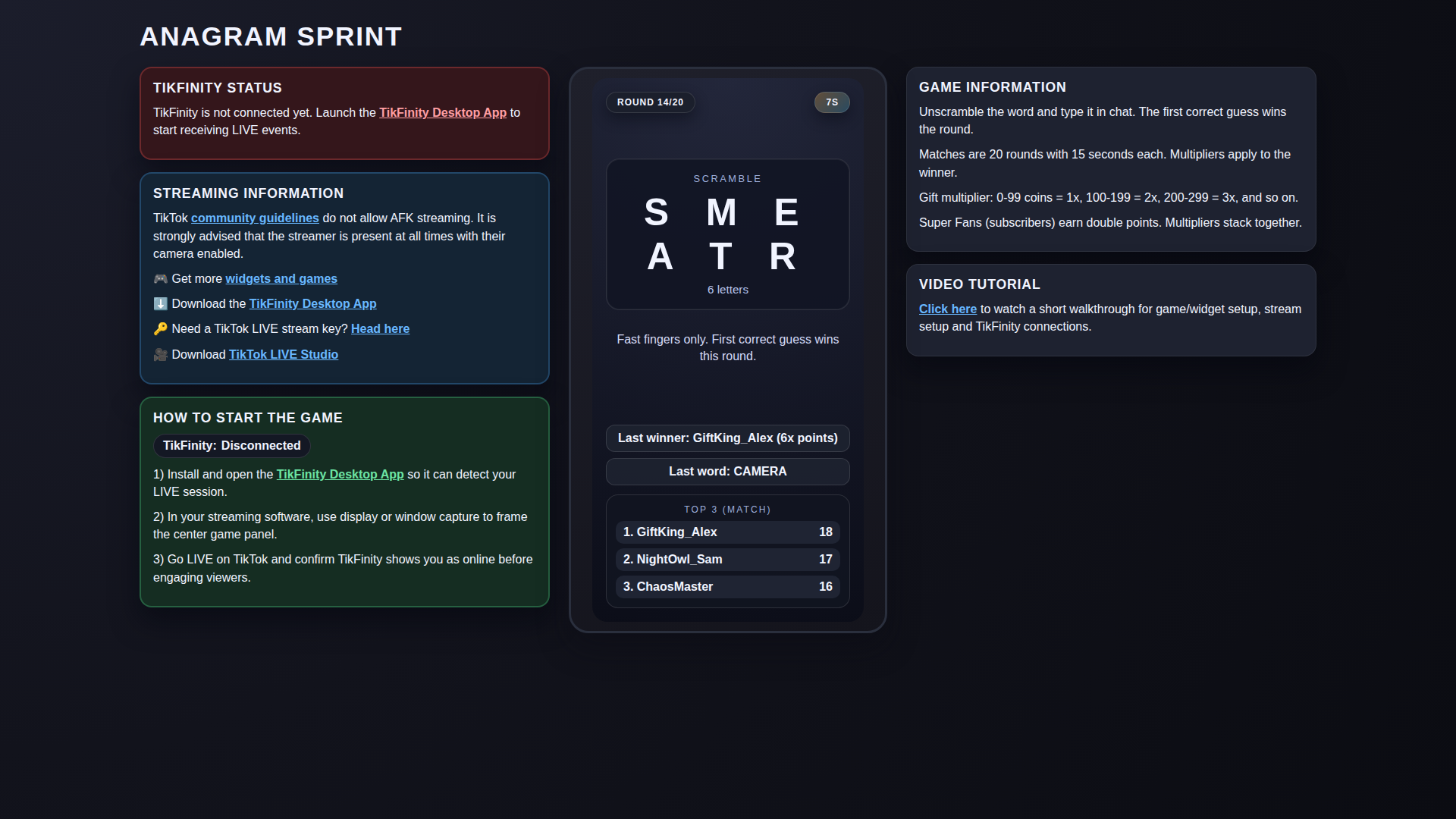 Anagram Sprint hero screenshot showing leaderboard push
