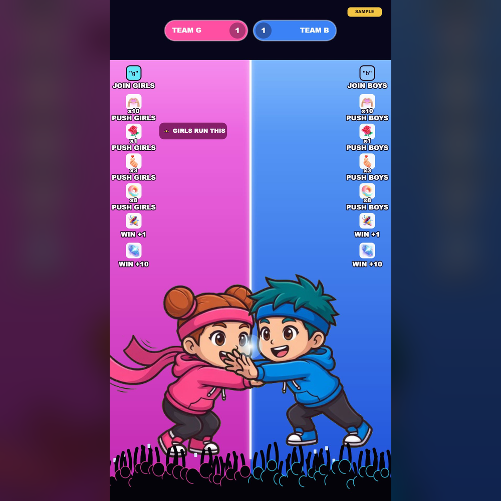 Boys vs Girls screenshot showing active battle