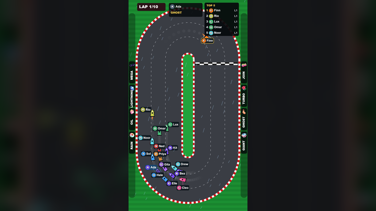 Car Race hero screenshot showing active battle