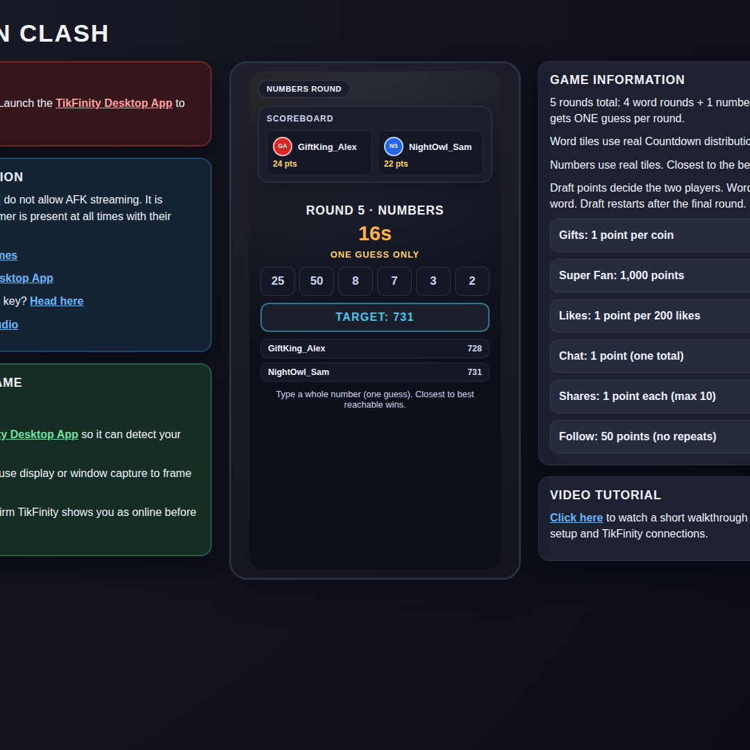 Countdown Clash screenshot showing numbers round