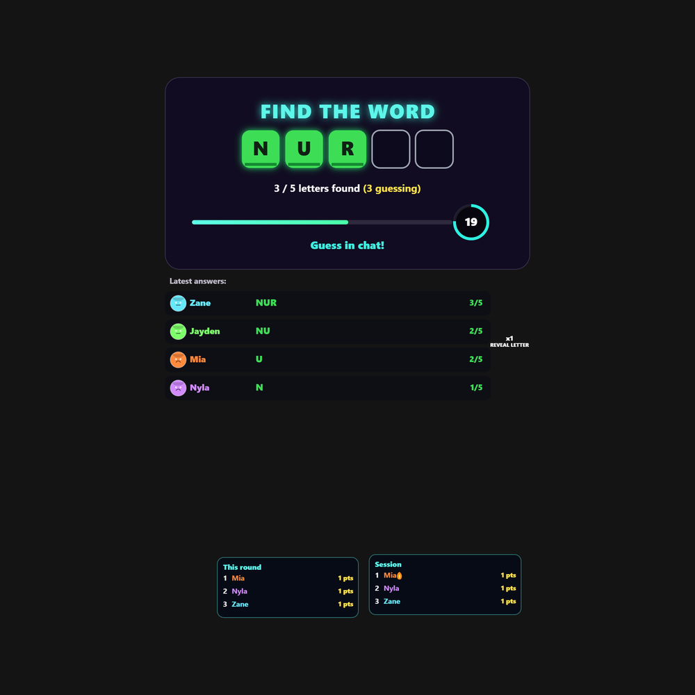 Find the Word screenshot showing active play