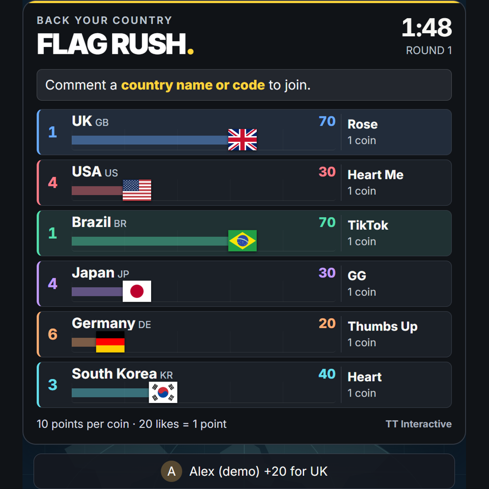 Flag Rush screenshot showing active play