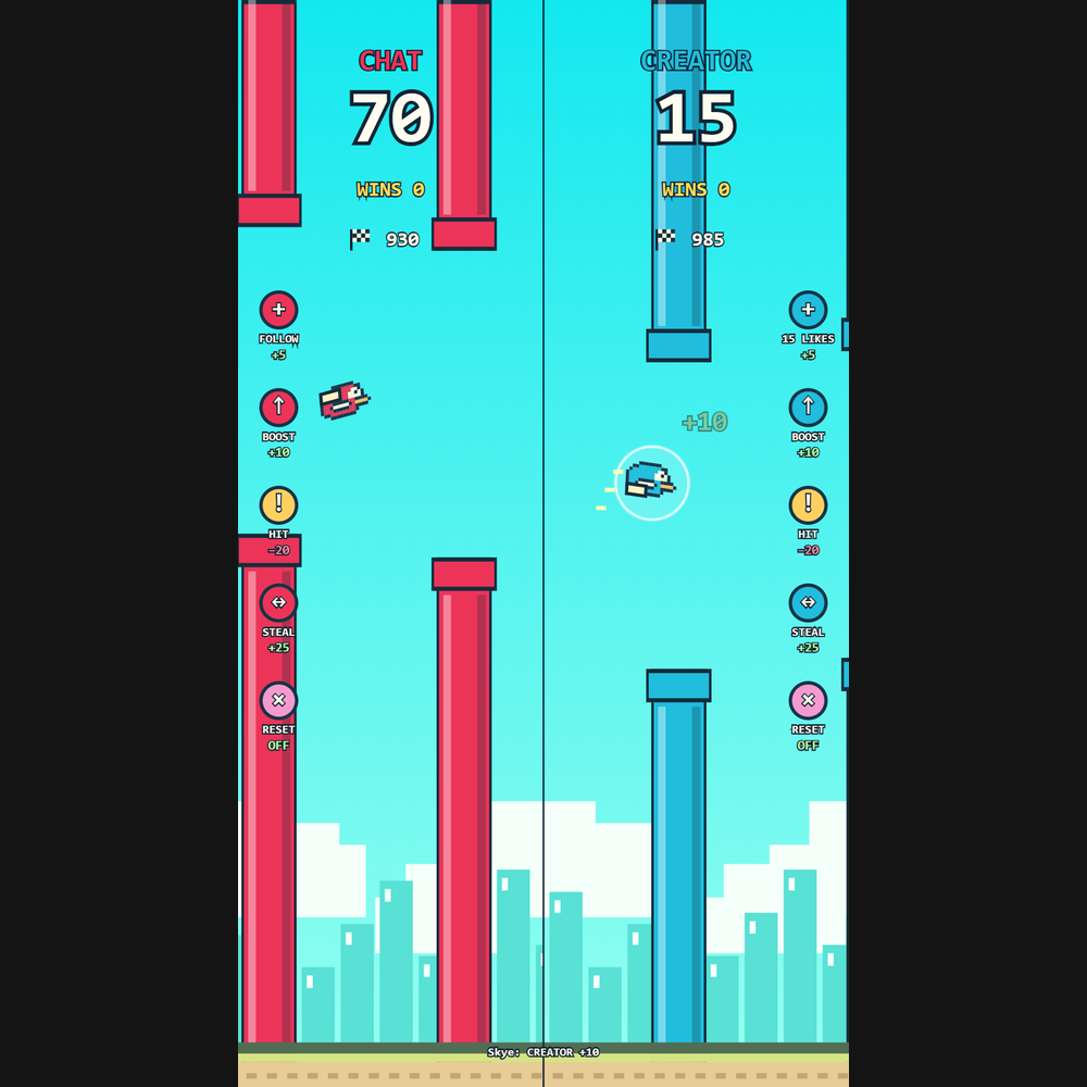 Flappy Battle screenshot showing viewer action