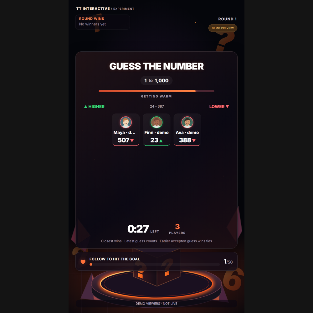 Guess the Number screenshot showing active play