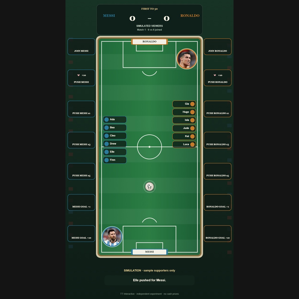 Messi vs Ronaldo screenshot showing active battle