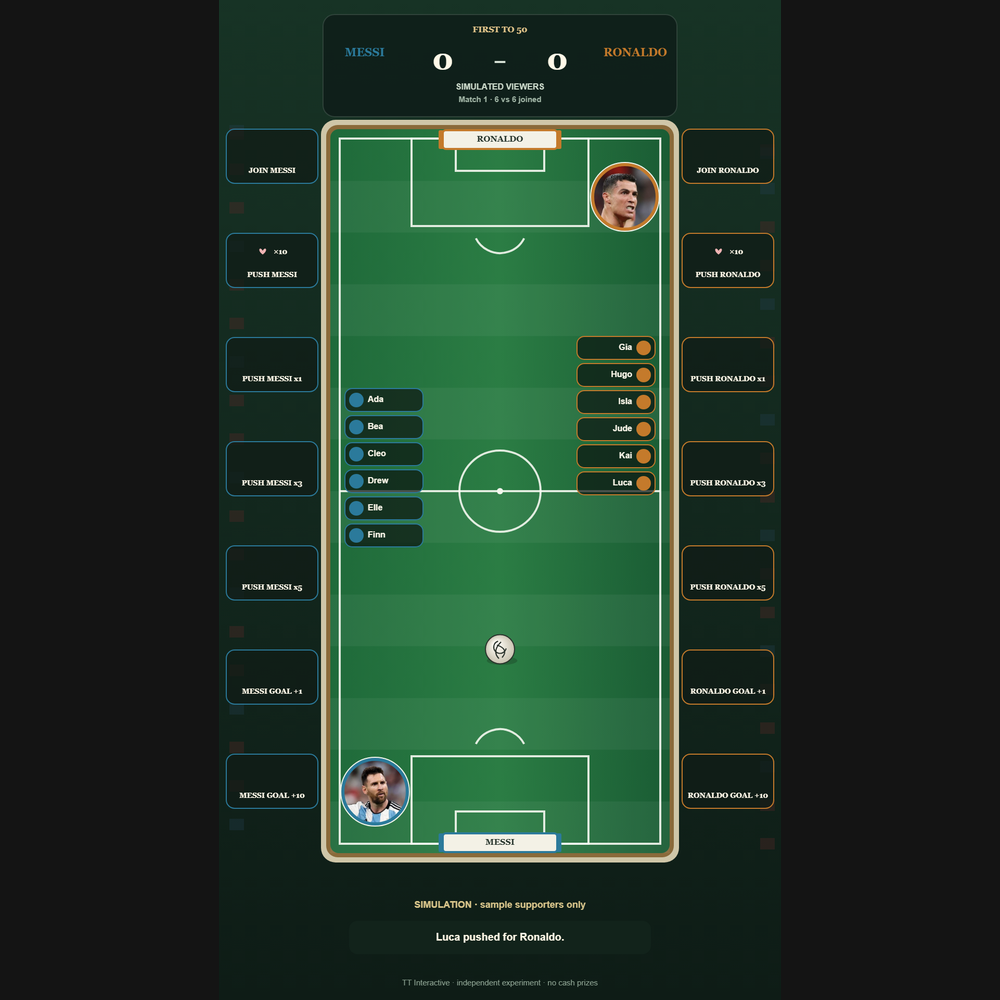 Messi vs Ronaldo screenshot showing gift action
