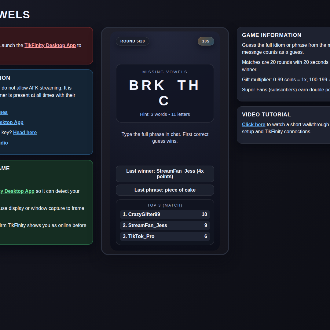 Missing Vowels screenshot showing phrase race