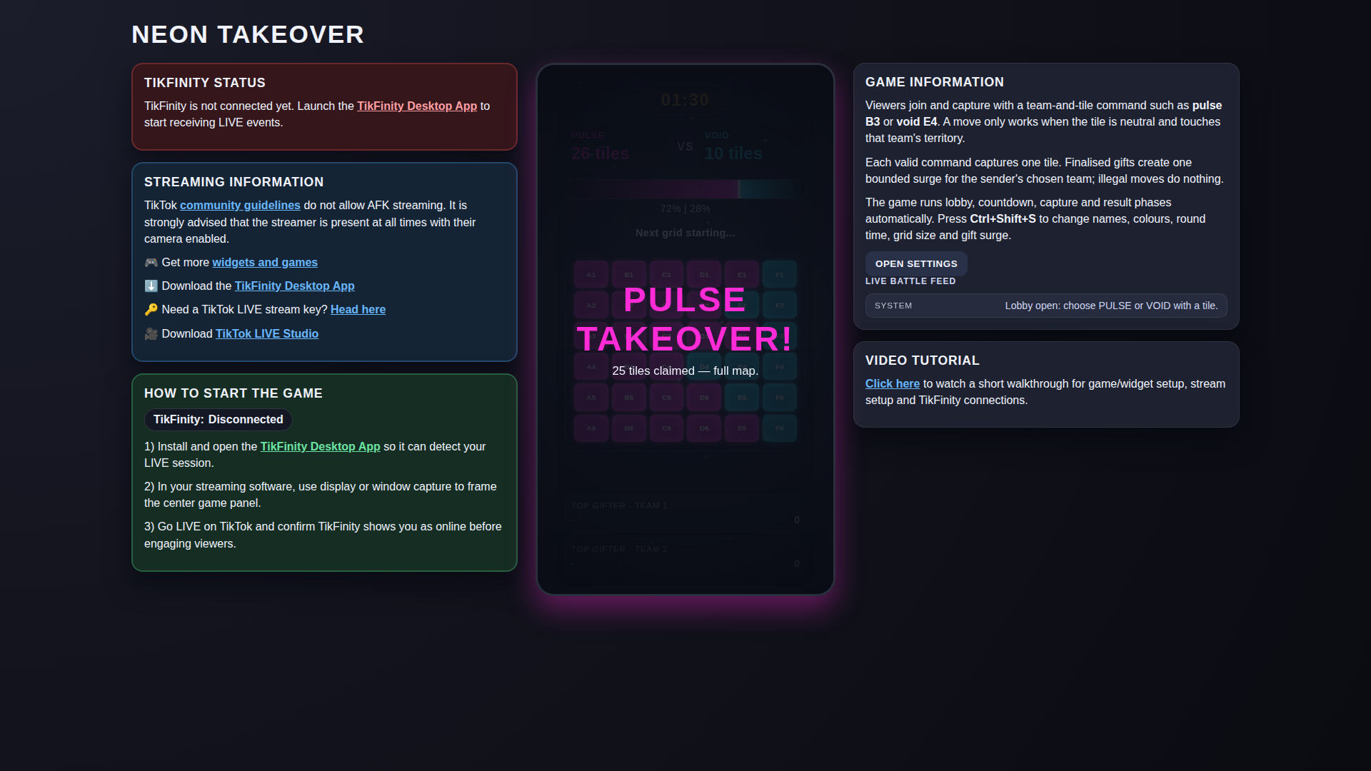 Neon Takeover hero screenshot showing map won