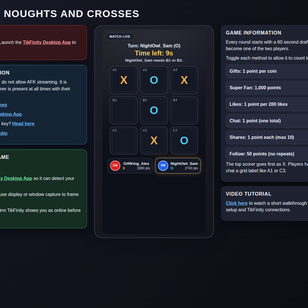 Noughts and Crosses screenshot showing decider