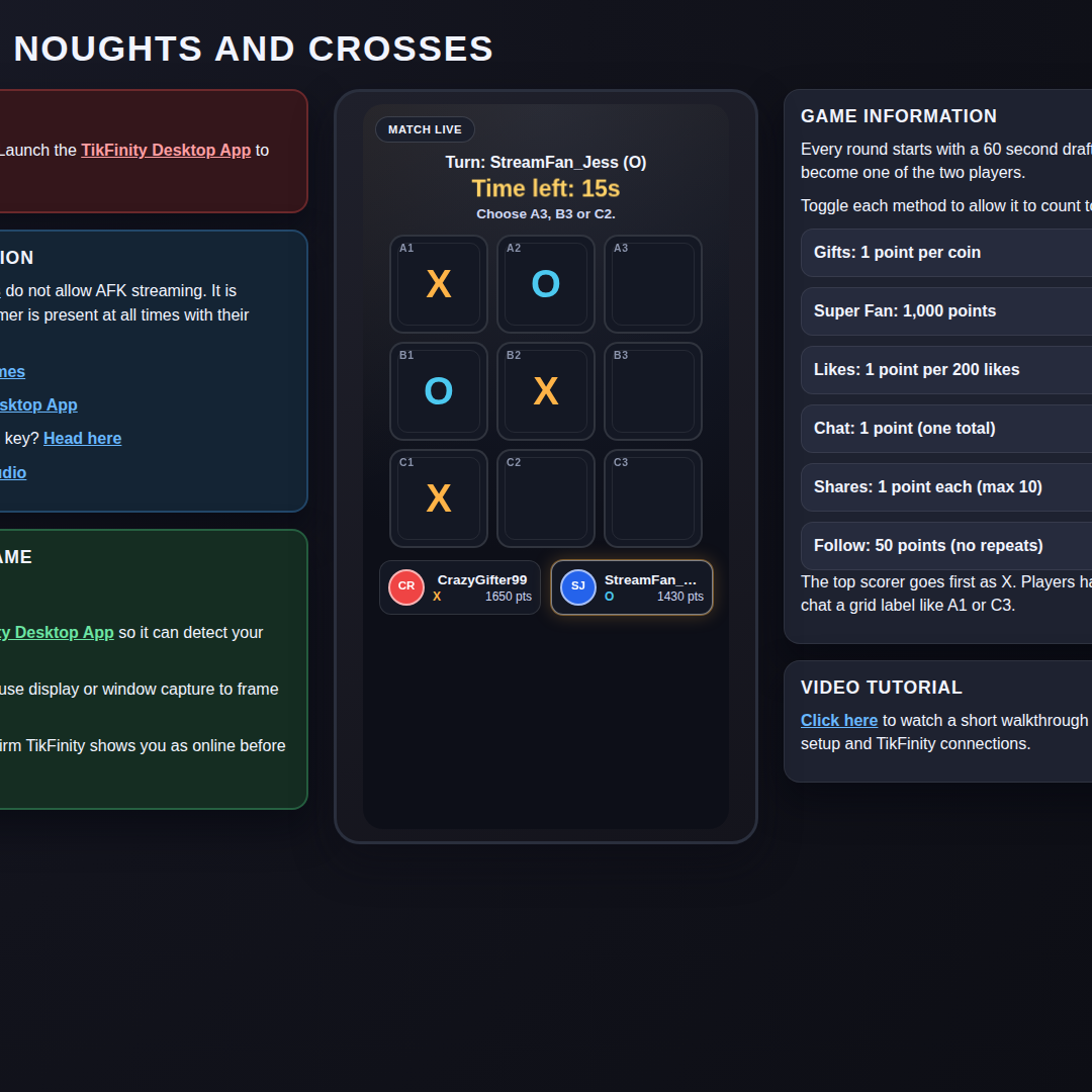 Noughts and Crosses screenshot showing mid game