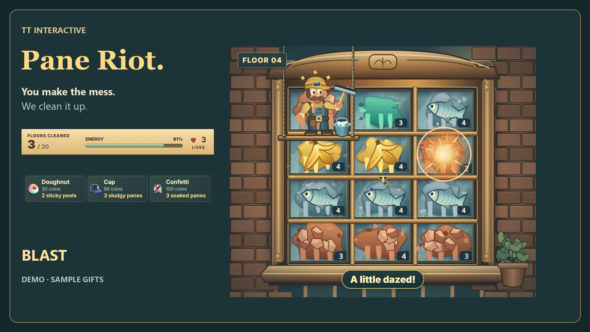 Pane Riot hero screenshot showing blast