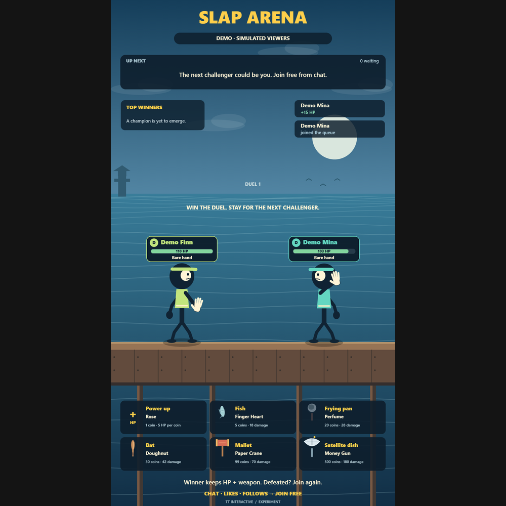 Slap Arena screenshot showing active battle