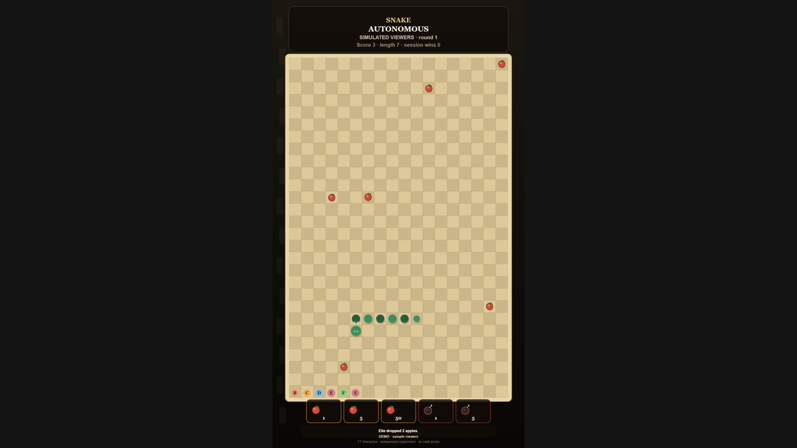 Snake hero screenshot showing active battle