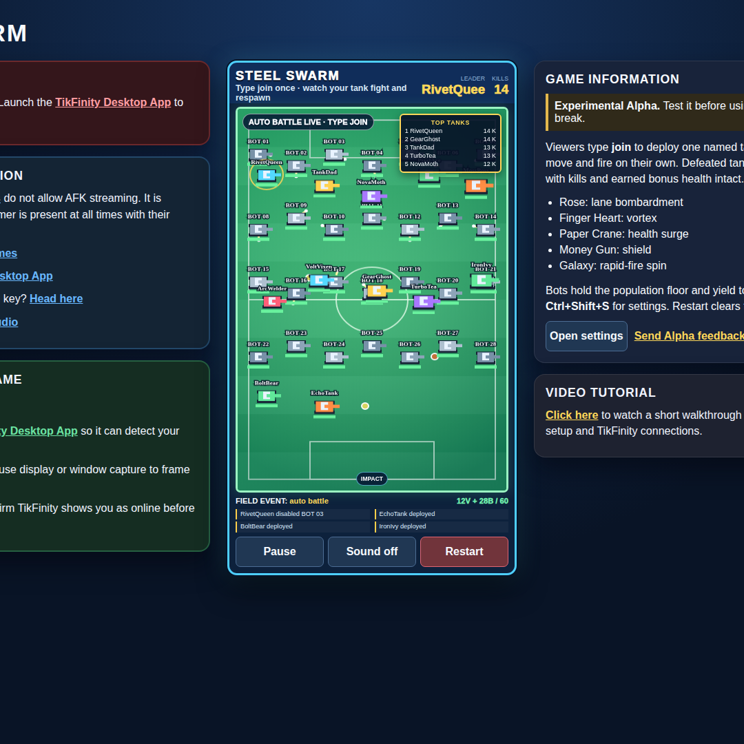 Steel Swarm screenshot showing steel swarm battle