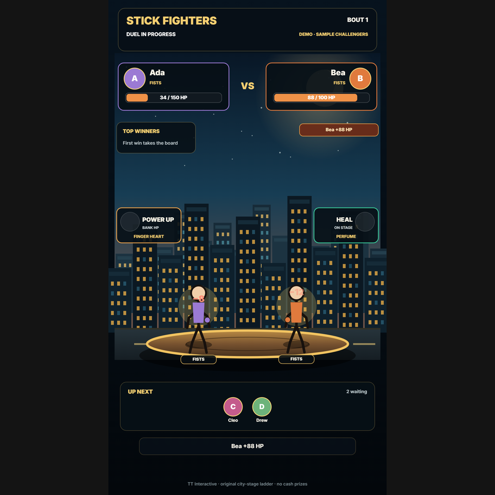 Stick Fighters screenshot showing viewer action