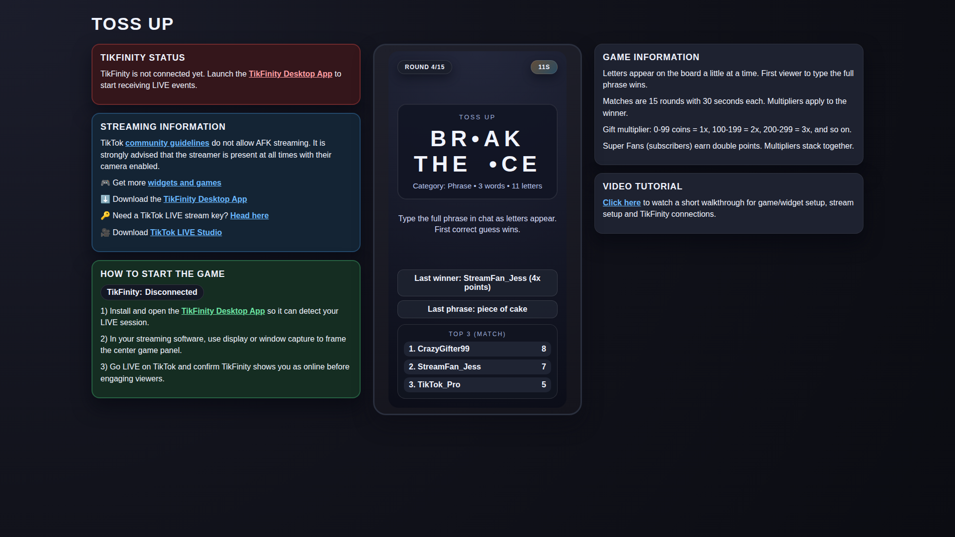 Toss Up hero screenshot showing early reveal