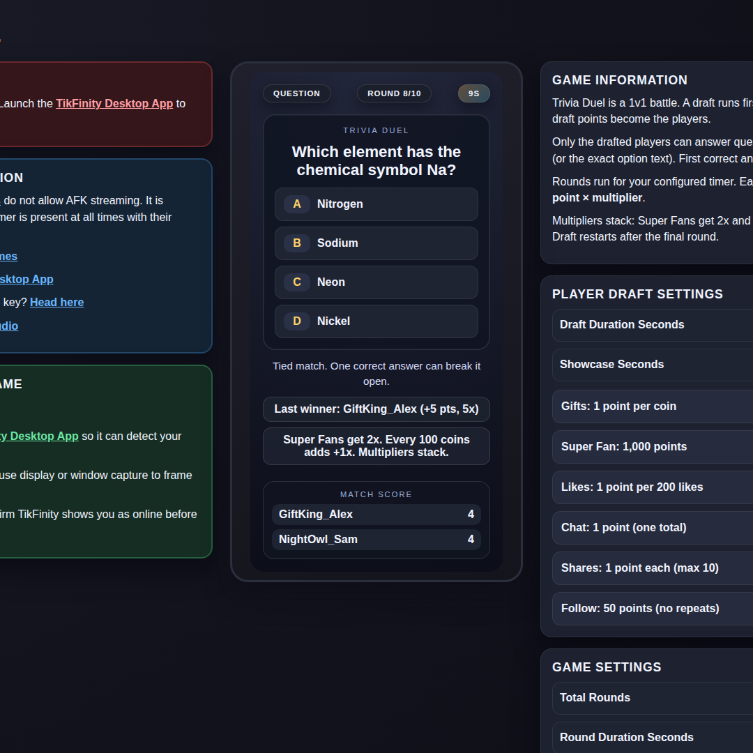 Trivia Duel screenshot showing tight score