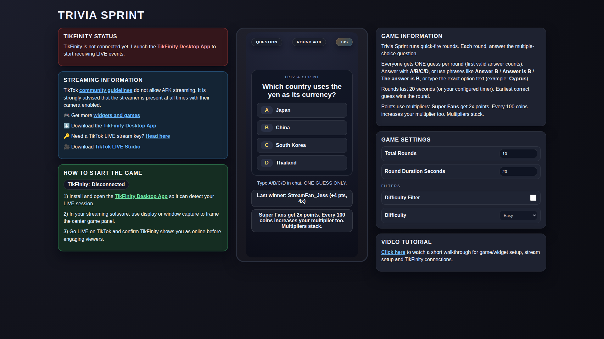 Trivia Sprint hero screenshot showing question live